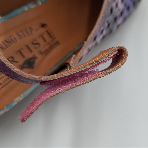 L'artiste Lovella Tidye Floral Sandals 36 Purple Boho Peep Toe Hippie Fairycore - Picture 12 of 12